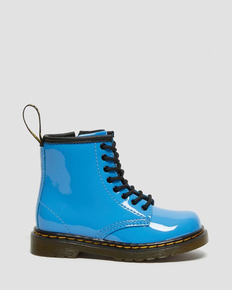 Dr Martens Toddler 1460 Lak Leren Veterlaarzen Kinderen Blauw | NL 124LIS